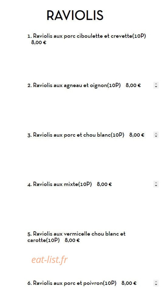 Raviolis Nord Est — carte page 2