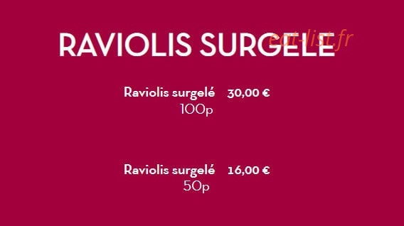 Raviolis Nord Est — carte page 1