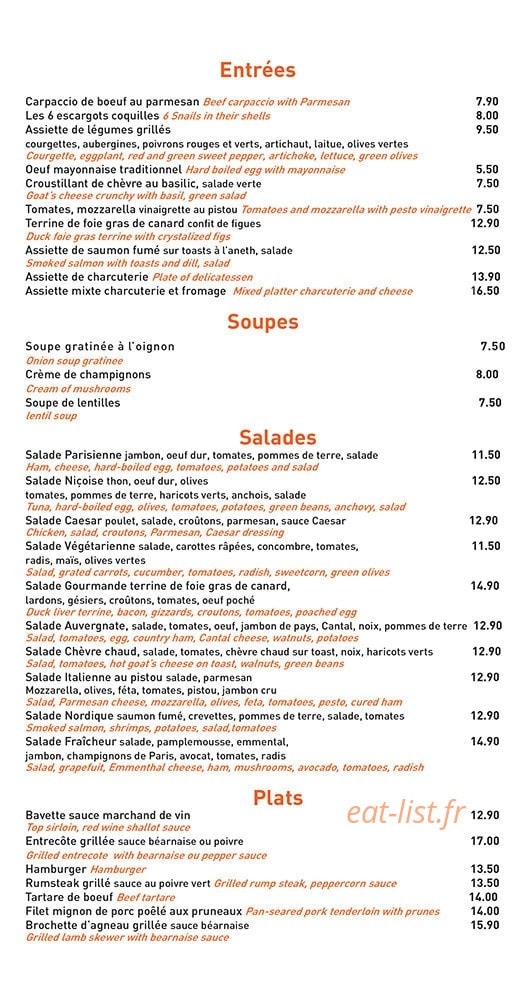 Restaurant Chouchou — carte page 3