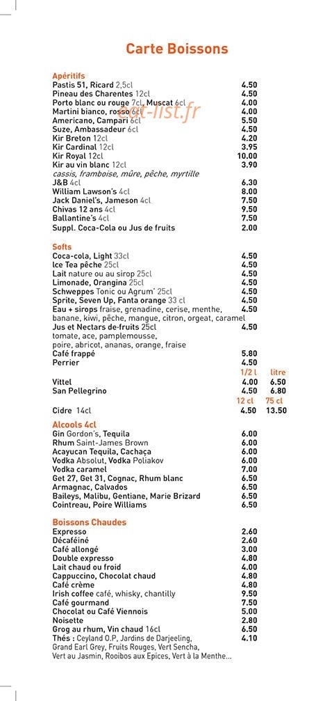Restaurant Chouchou — carte page 2
