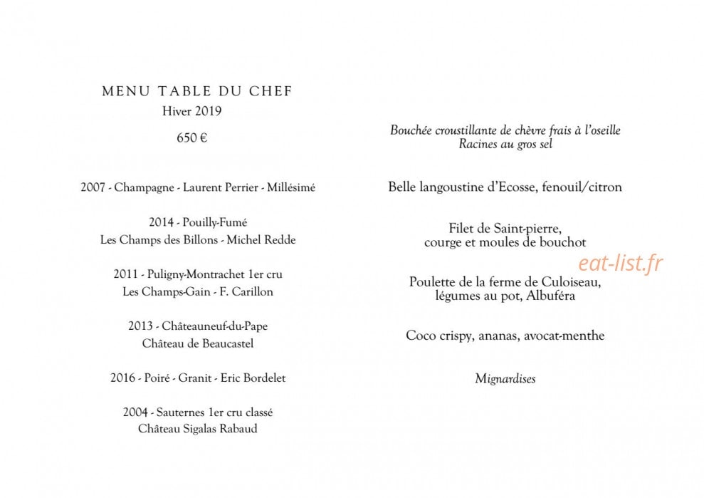 Restaurant le Meurice Alain Ducasse — carte page 5