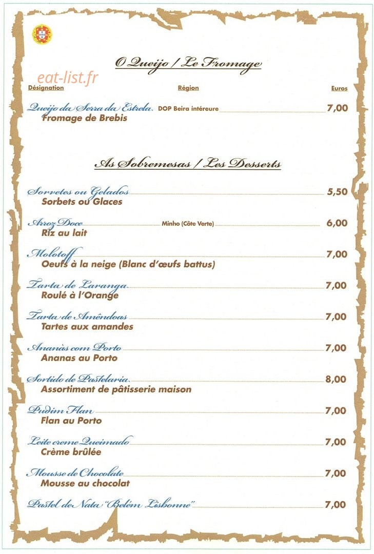Restaurant Saudade — carte page 5