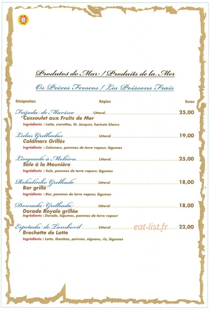 Restaurant Saudade — carte page 4