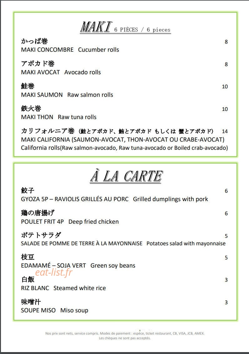 Restaurant Zen — carte page 4