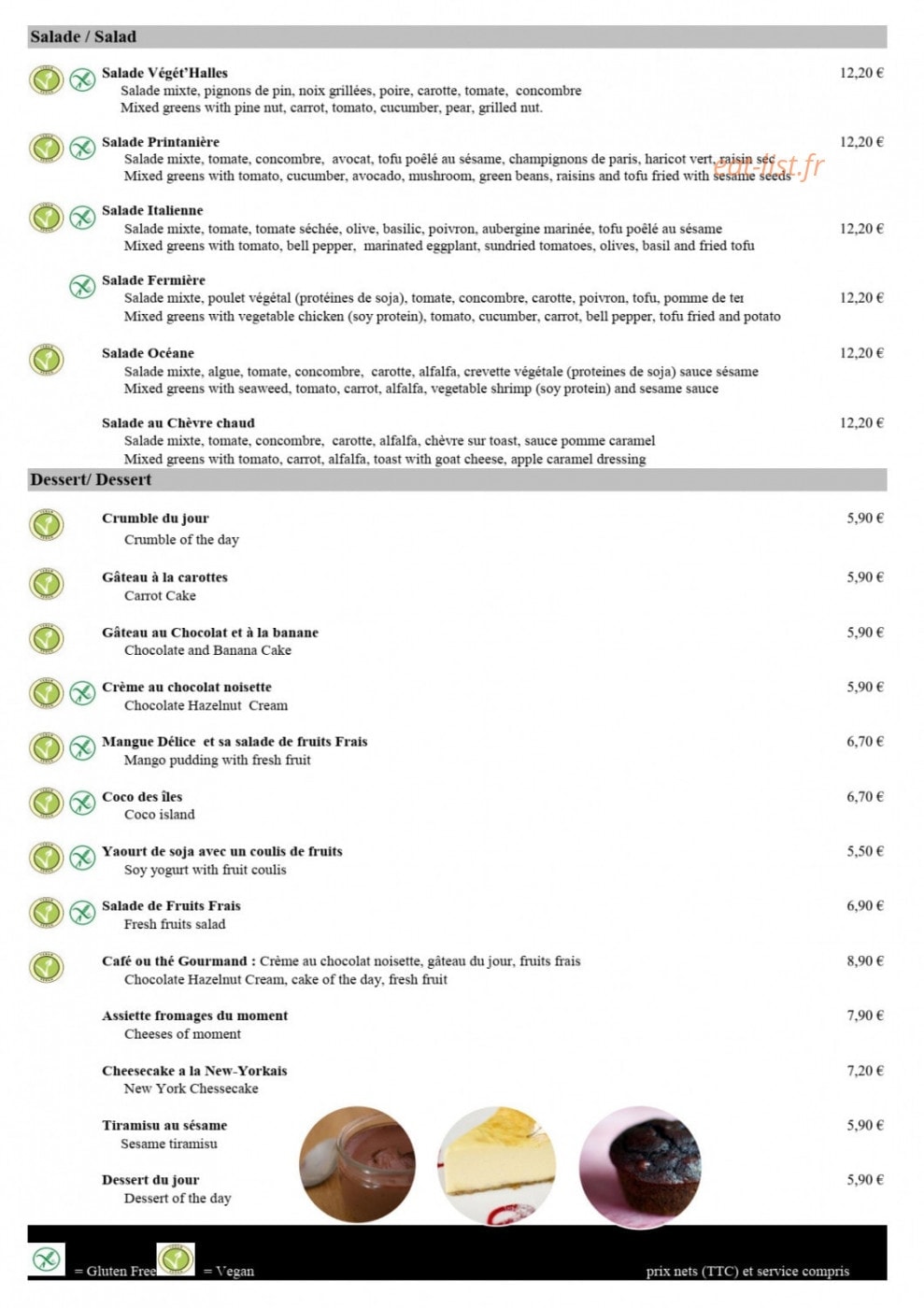 Saveurs Veget' Halles — carte page 3