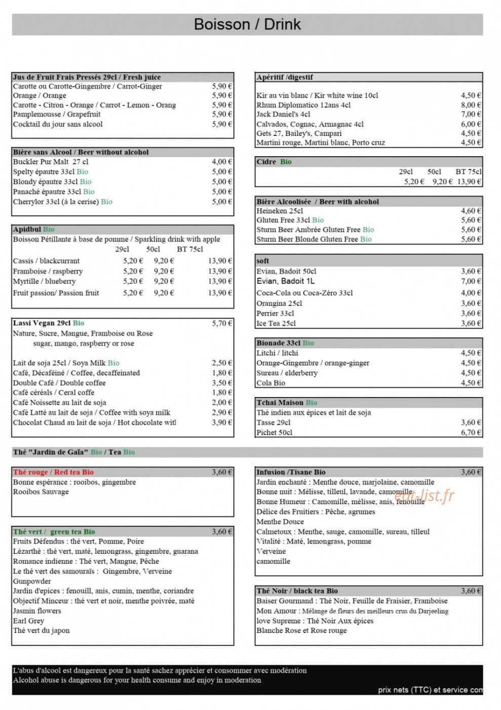 Saveurs Veget' Halles — carte page 4