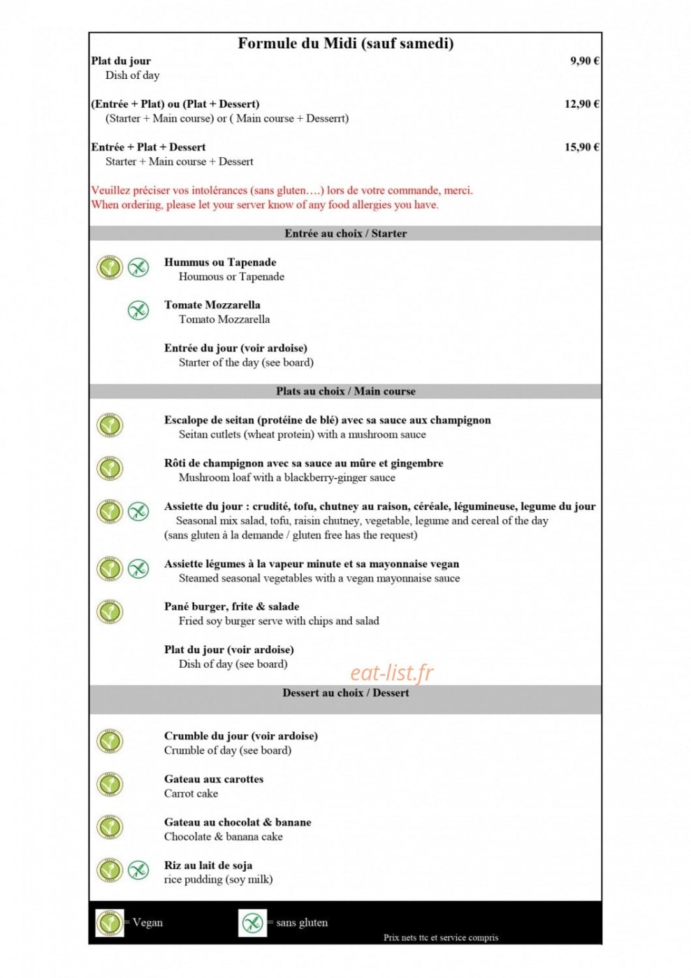 Saveurs Veget' Halles — carte page 5