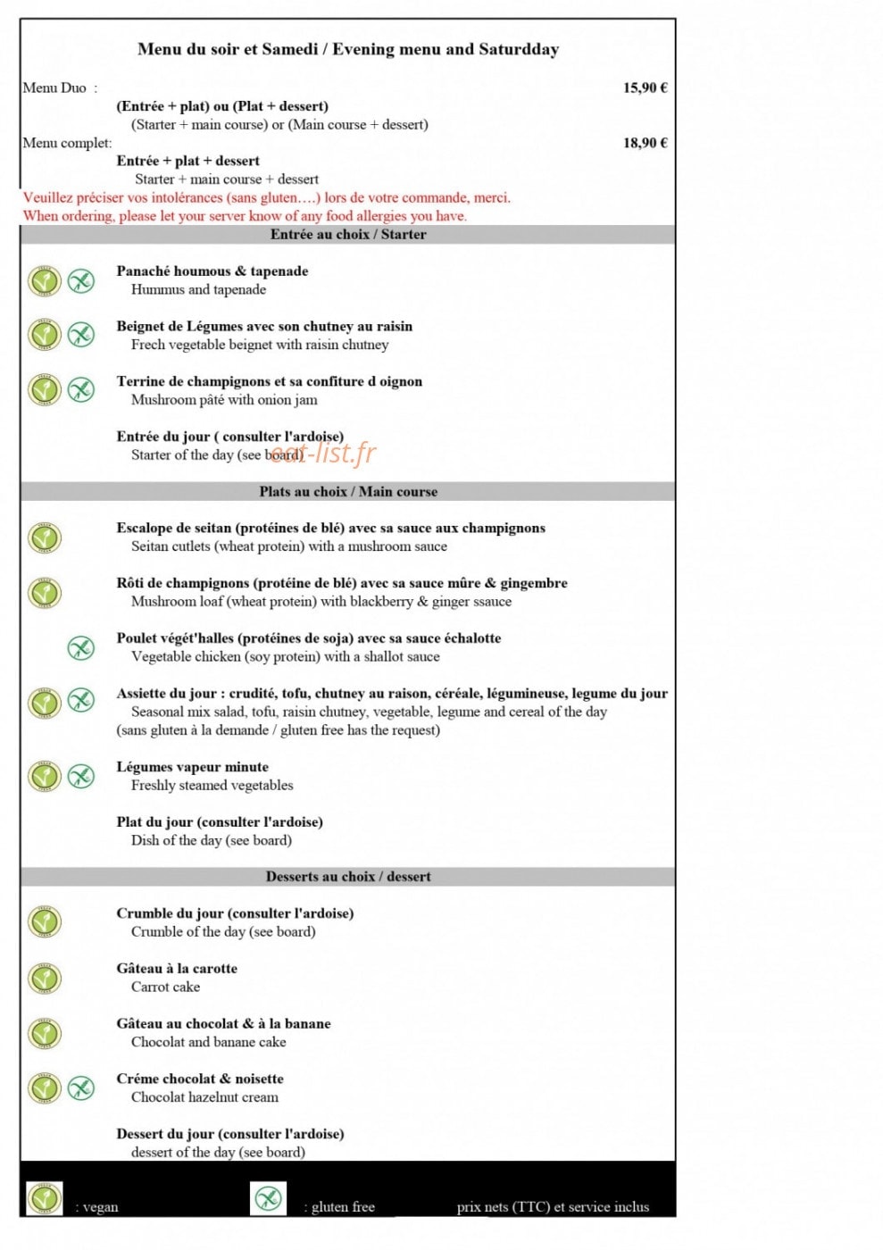 Saveurs Veget' Halles — carte page 6