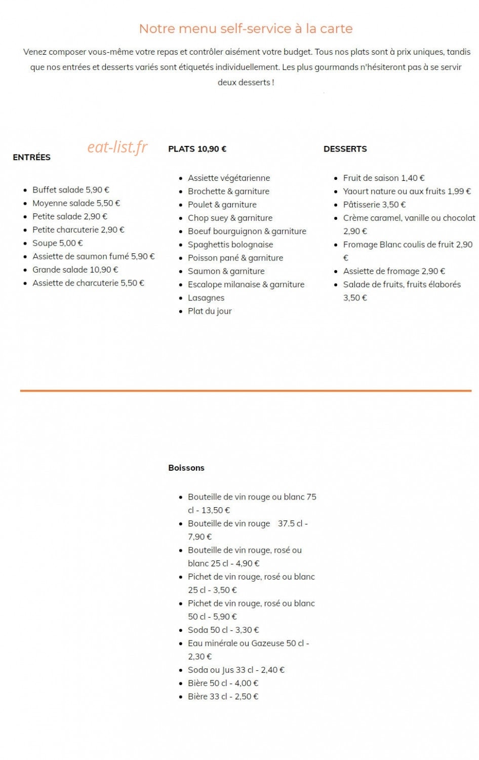 Self Service Tuileries — carte page 1