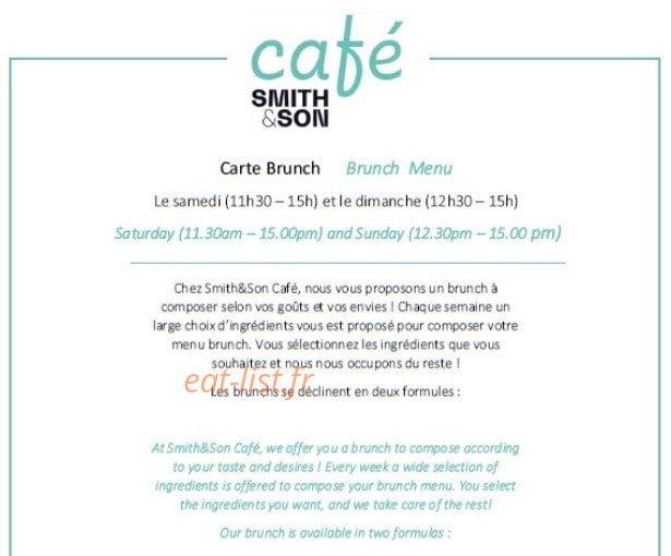 Smith & Son Café — carte page 2