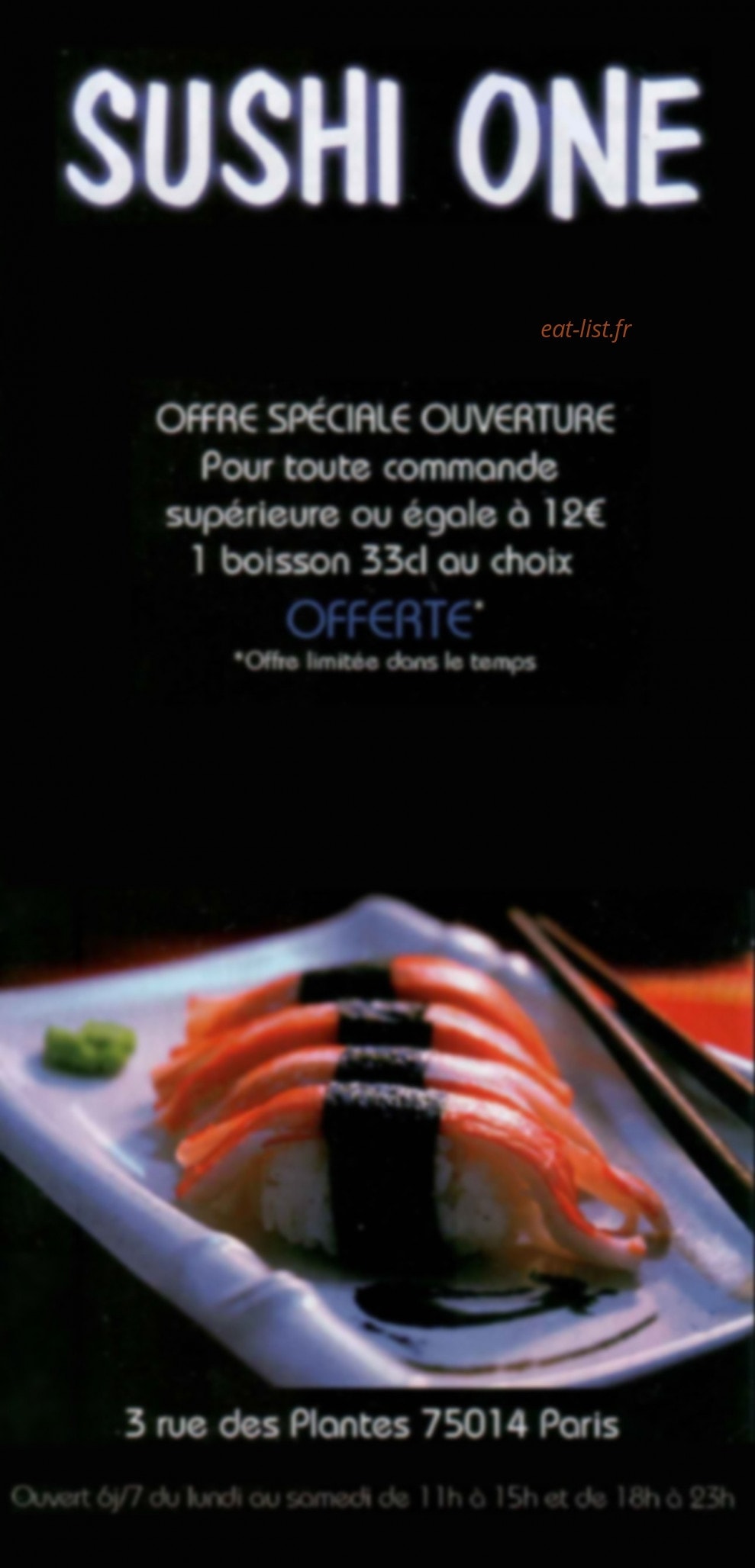 Sushi one — carte page 1