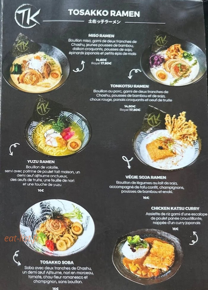 Tosakko ramen — carte page 3