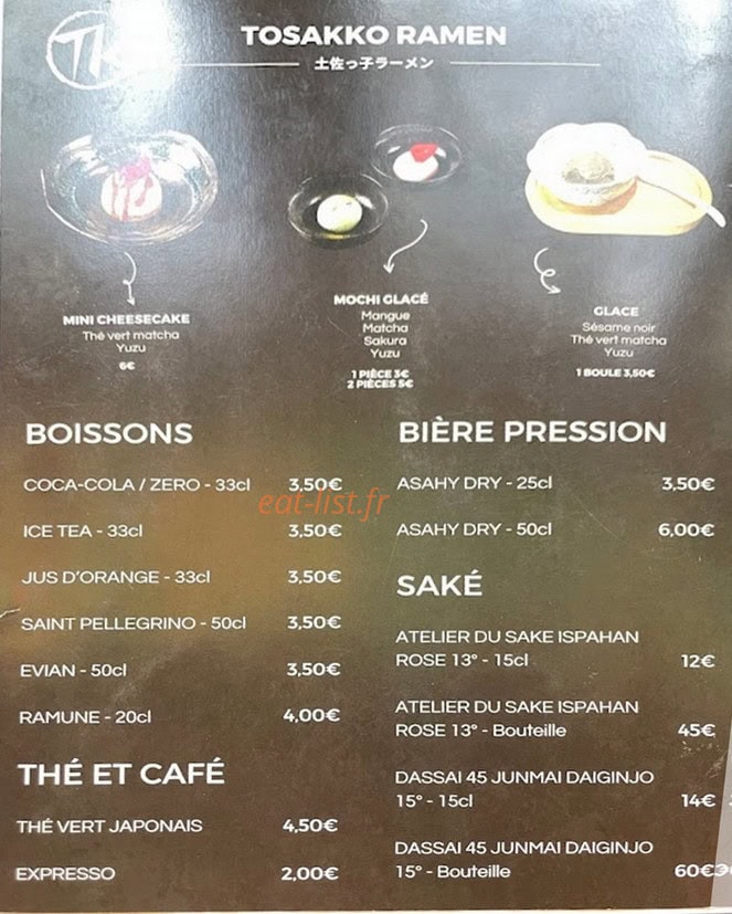 Tosakko ramen — carte page 4