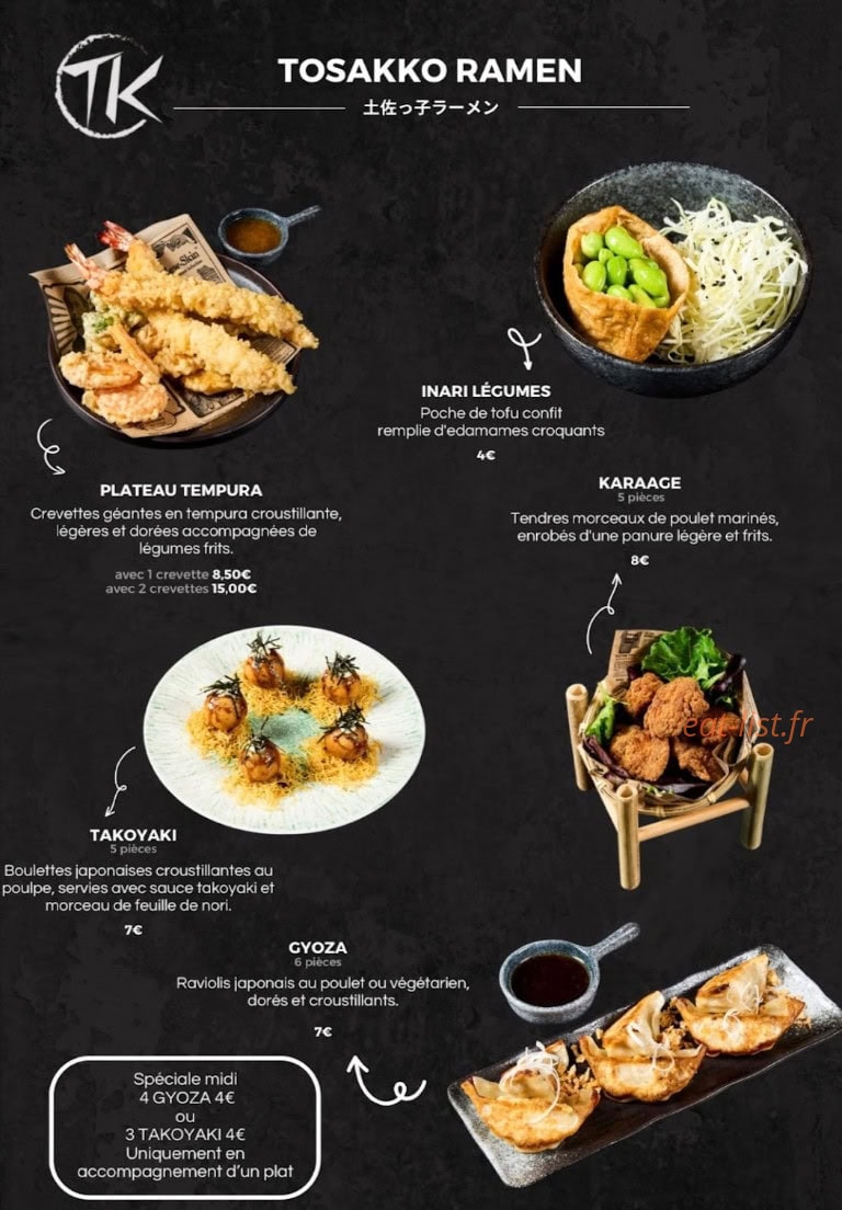 Tosakko ramen — carte page 1