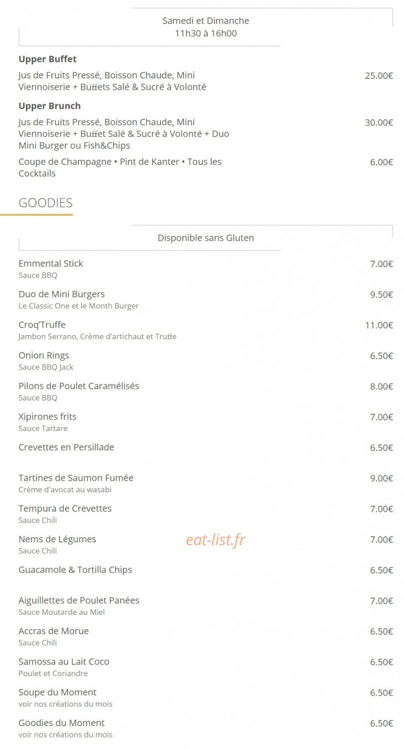 Upper Café — carte page 1