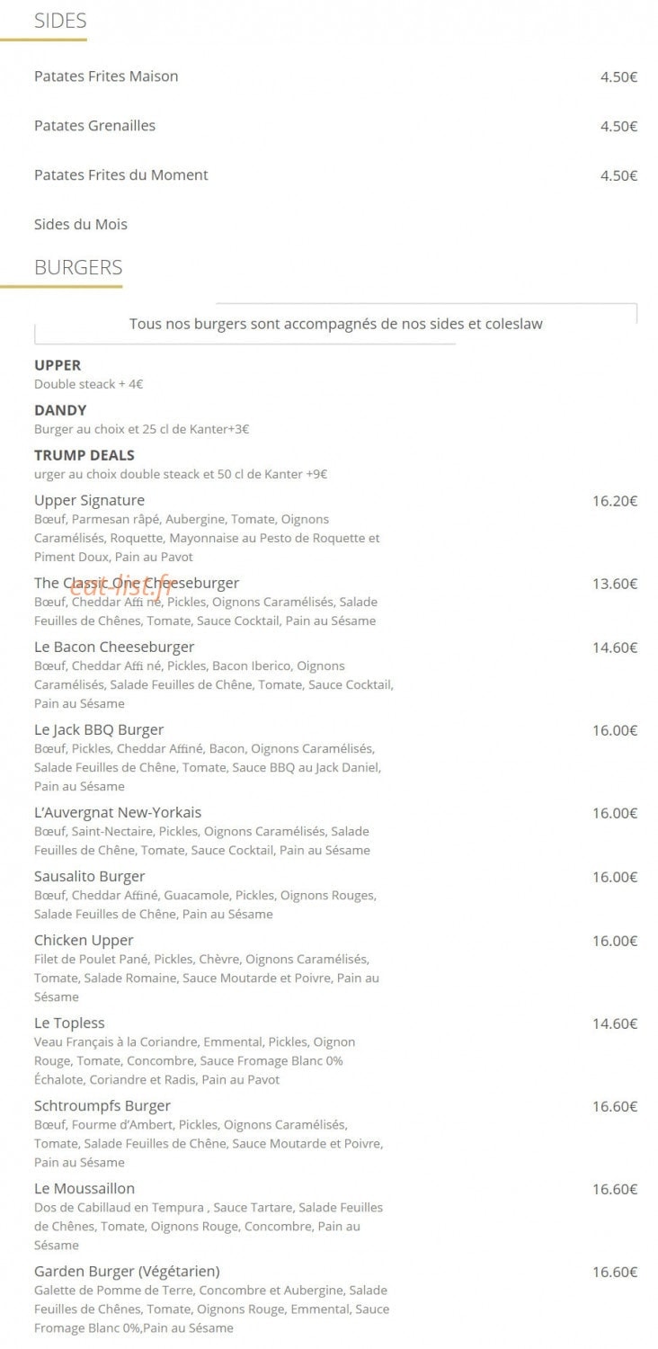 Upper Café — carte page 3