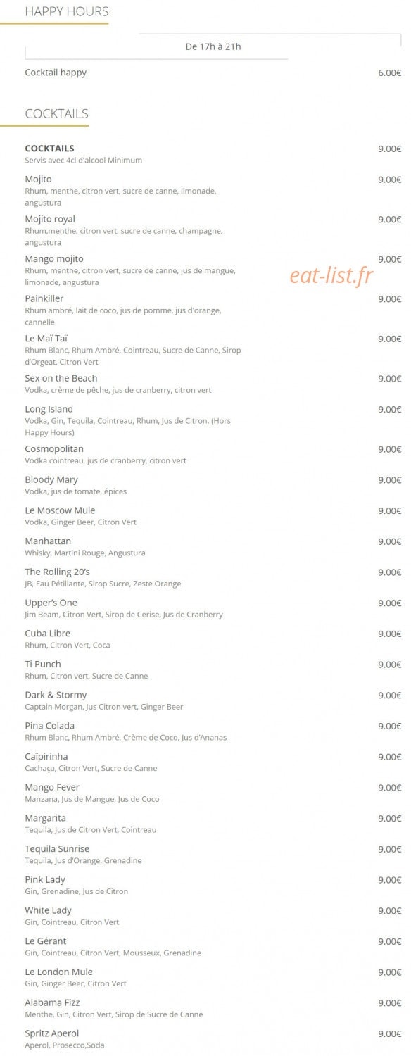 Upper Café — carte page 6