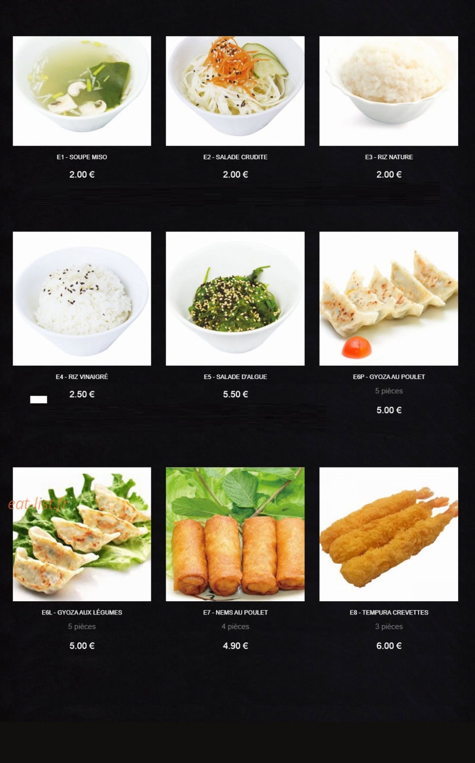 Yaki Shop — carte page 1