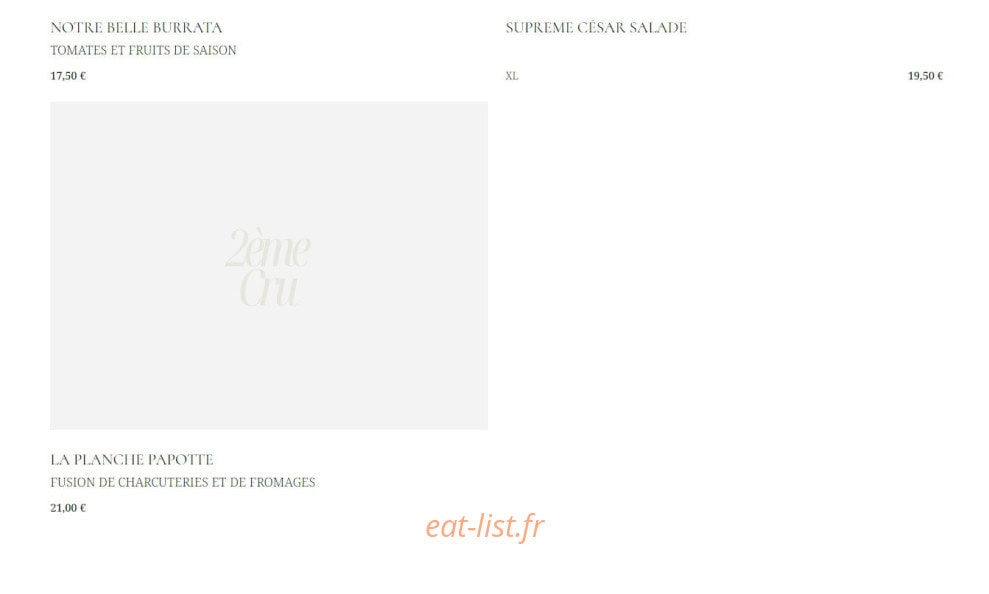 2ème Cru — carte page 2