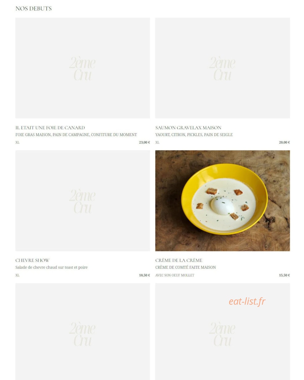 2ème Cru — carte page 1