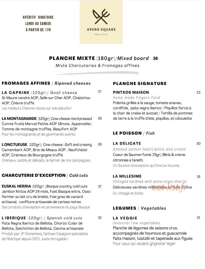 Apéro Square — carte page 1