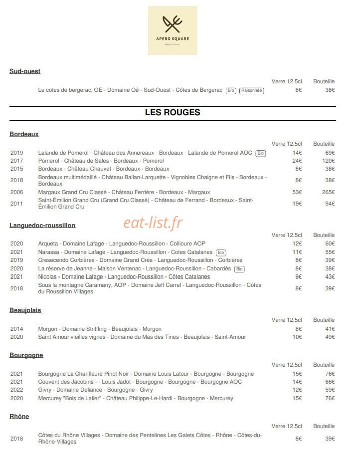 Apéro Square — carte page 8