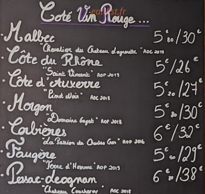 Au p'tit Paname — carte page 4