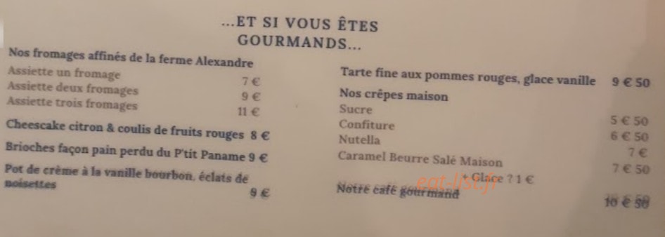 Au p'tit Paname — carte page 2
