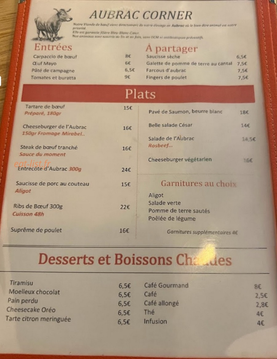 Aubrac Corner — carte page 1