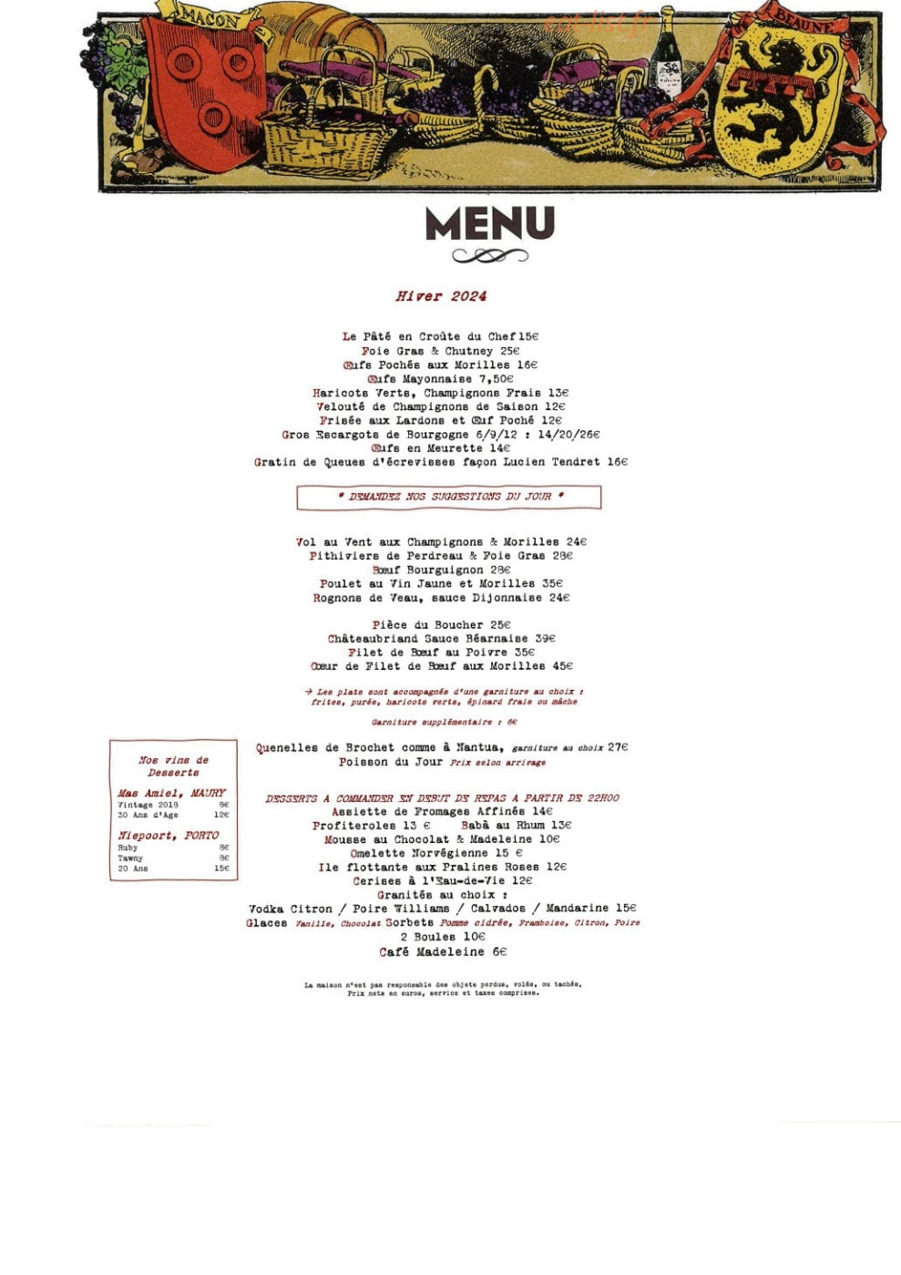 Aux Crus de Bourgogne — carte page 1