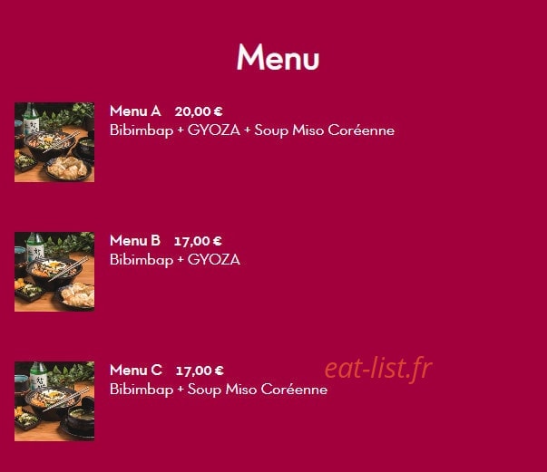 Bibim House — carte page 2