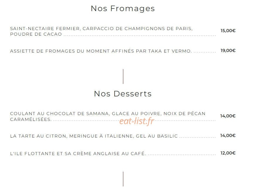Bistro Volnay — carte page 2
