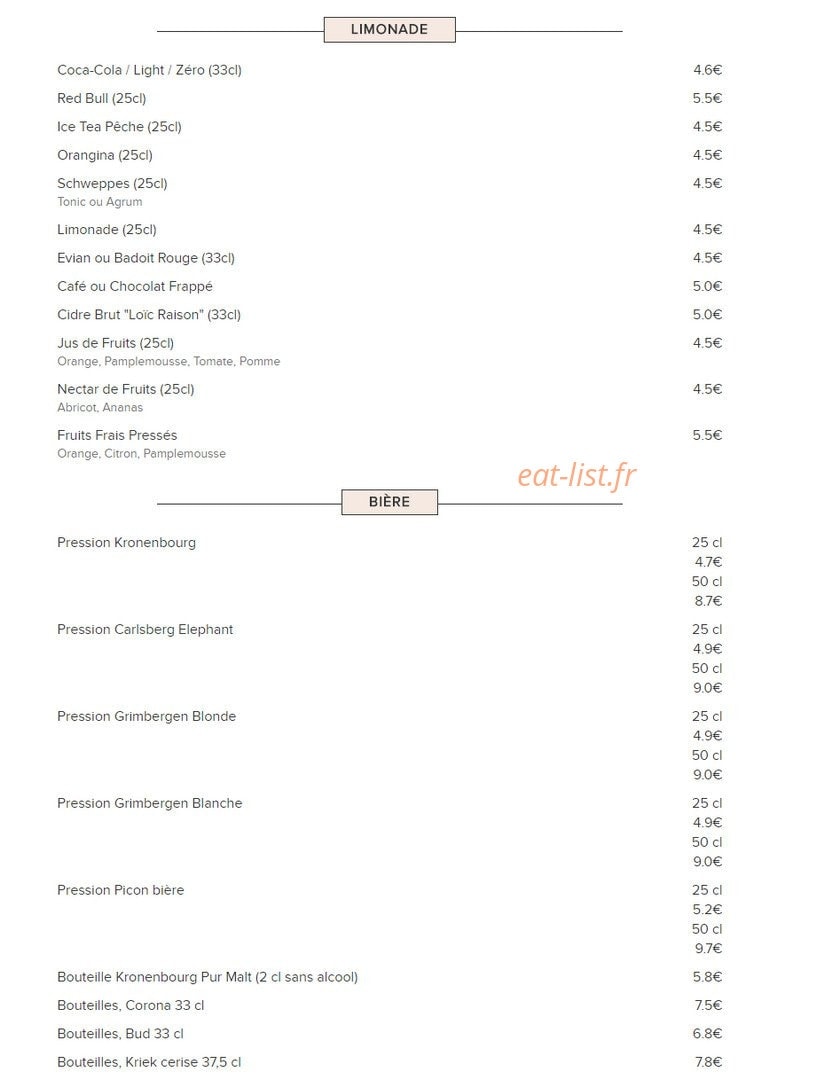 Bistrot d'Edmond — carte page 2