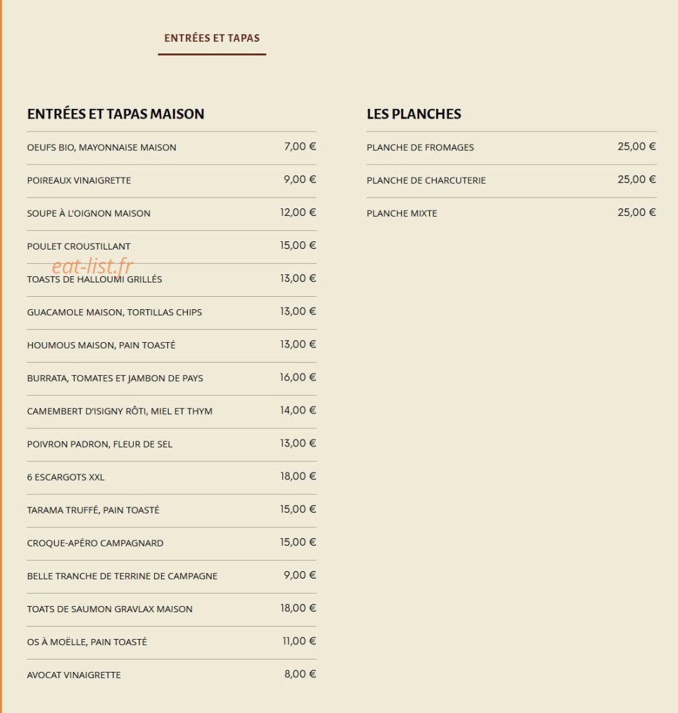 Bistrot Gisèle — carte page 1