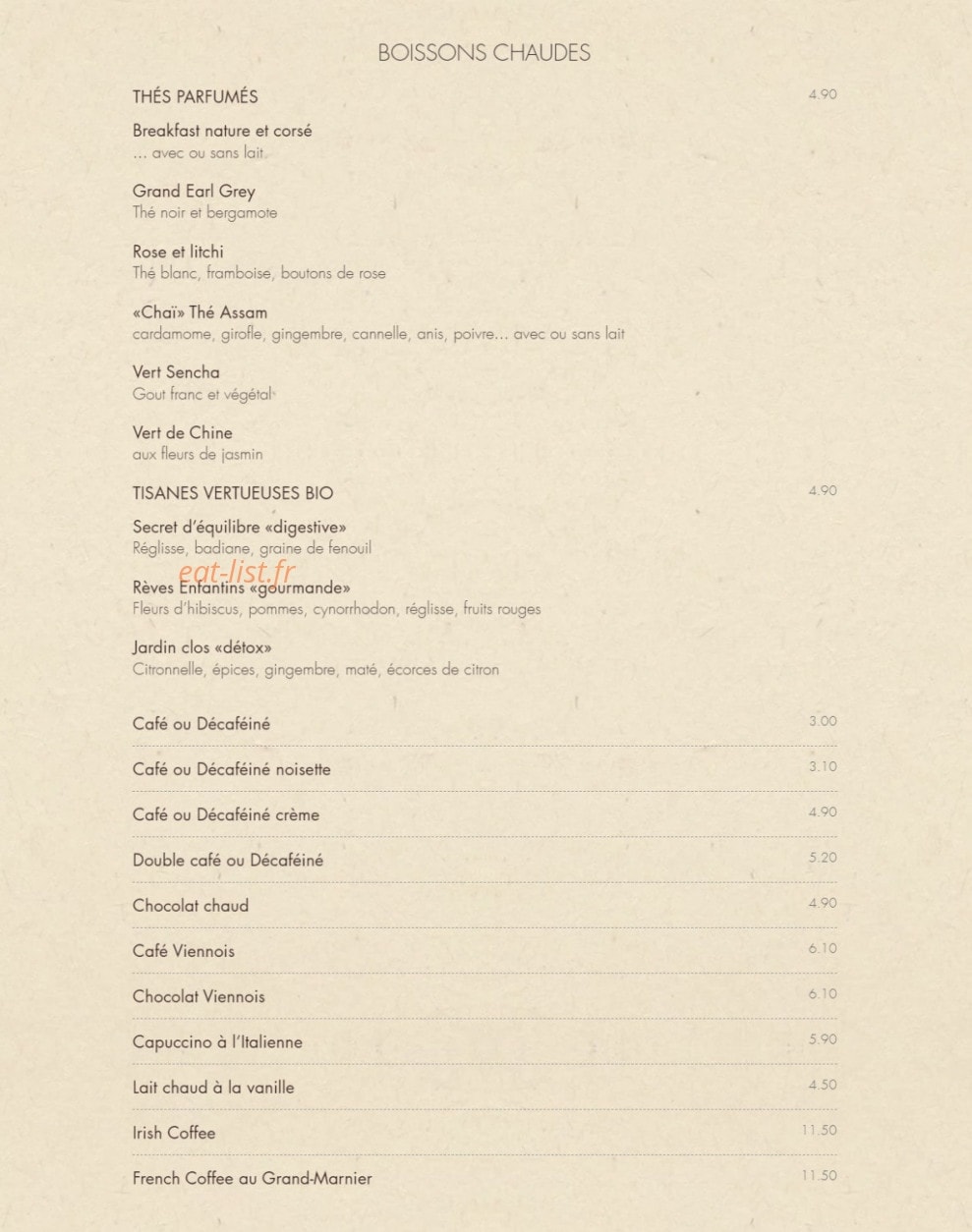 Bistrot Vivienne — carte page 7