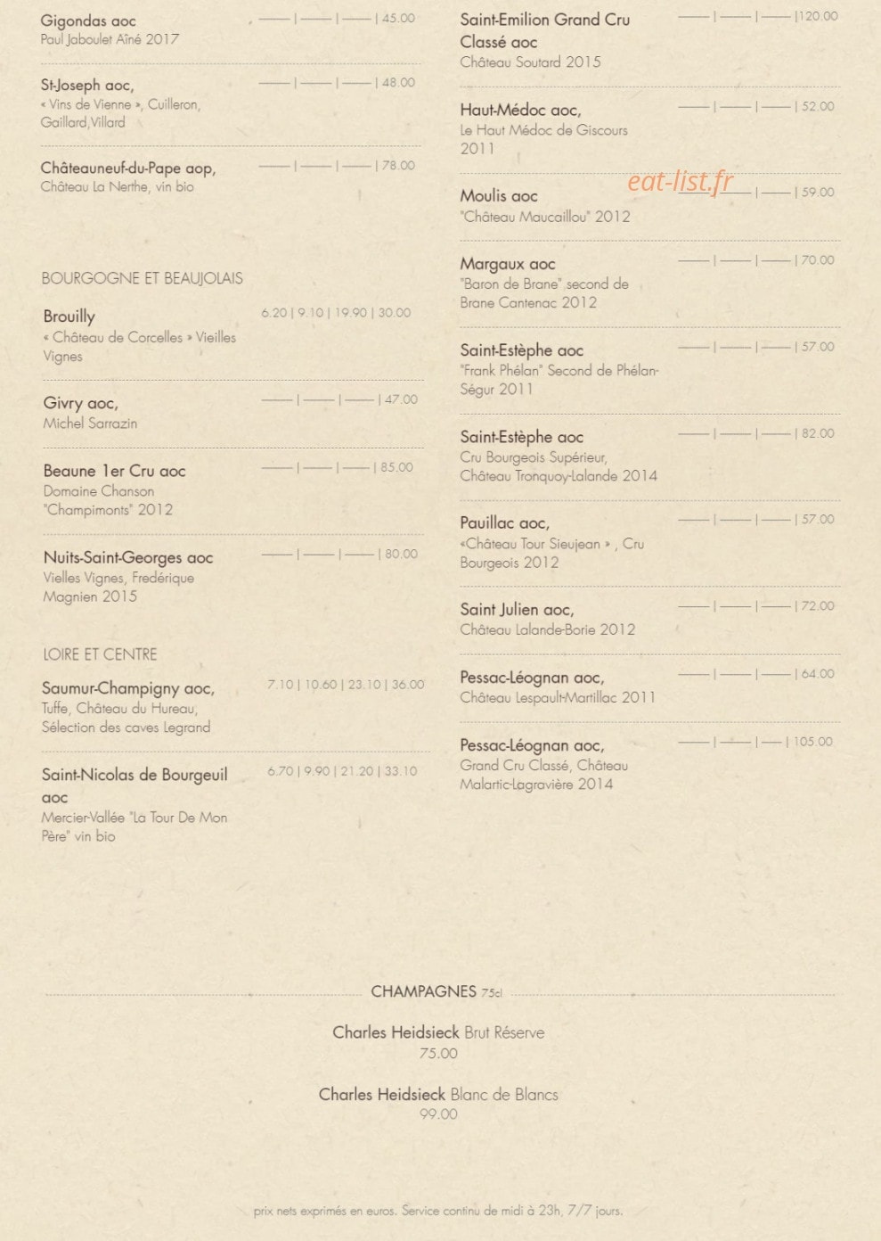 Bistrot Vivienne — carte page 6