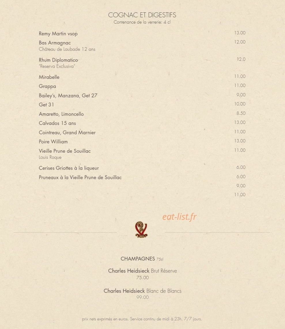 Bistrot Vivienne — carte page 11