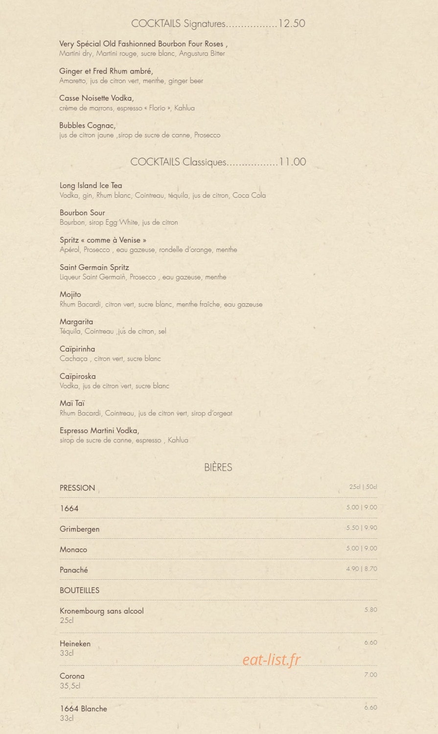 Bistrot Vivienne — carte page 9