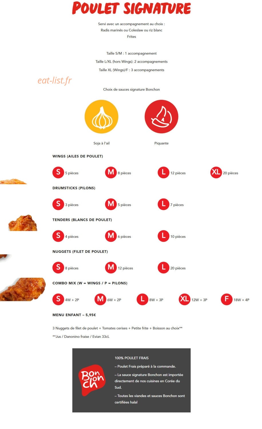 Bonchon — carte page 1