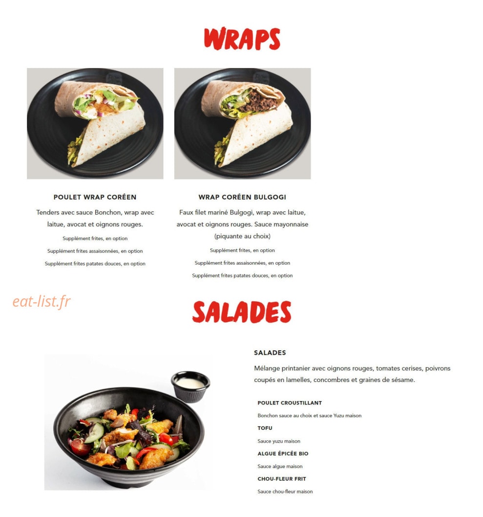 Bonchon — carte page 2