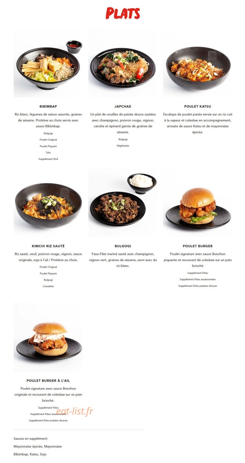 Bonchon — carte page 3