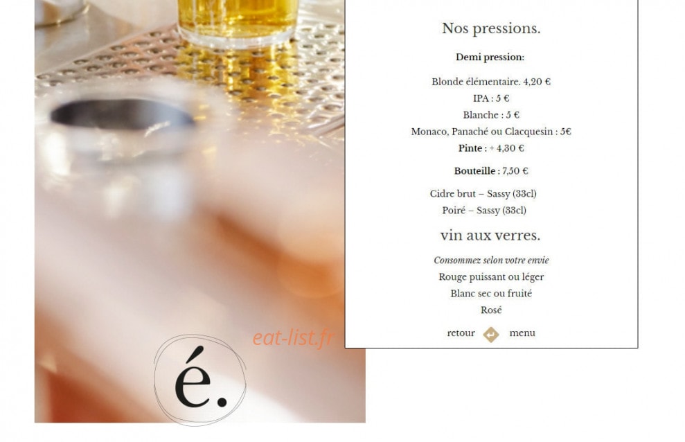 Café élémentaire — carte page 8