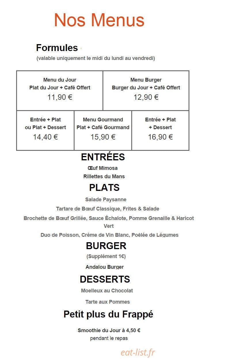 Café Frappé — carte page 1