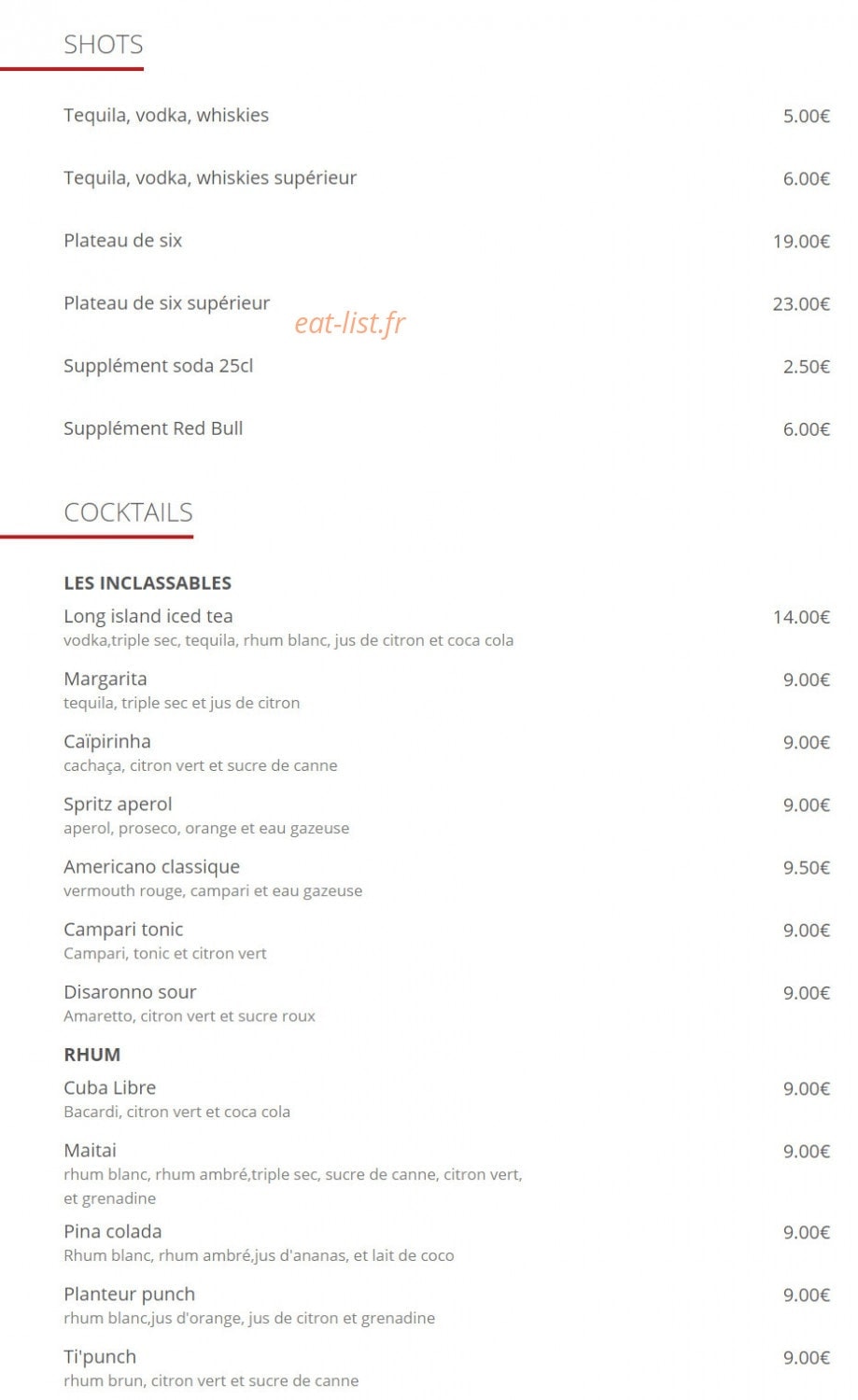 Café Père&fils — carte page 18