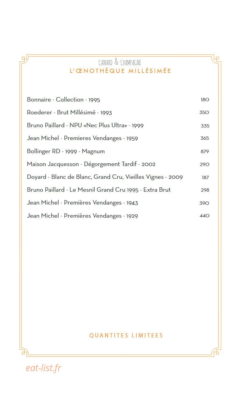 Canard & champagne — carte page 7