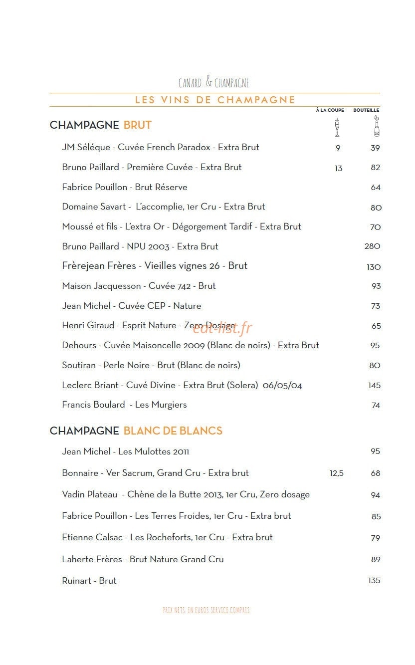 Canard & champagne — carte page 6