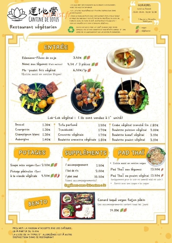 Cantine de lotus — carte page 1