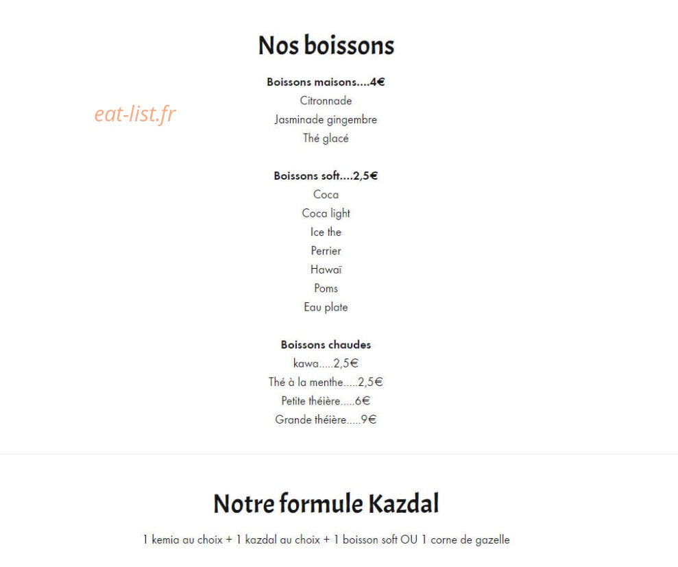 Cantine Yemma — carte page 2