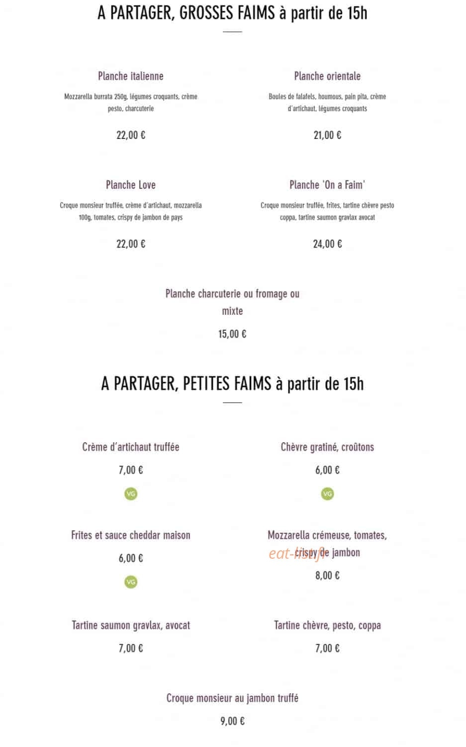 Capitole café — carte page 8