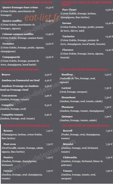 Chez Holly — carte page 11